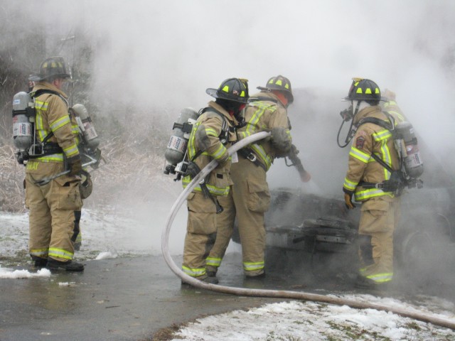 Crews attacking a car fire on Circle Drive in East Nottingham.